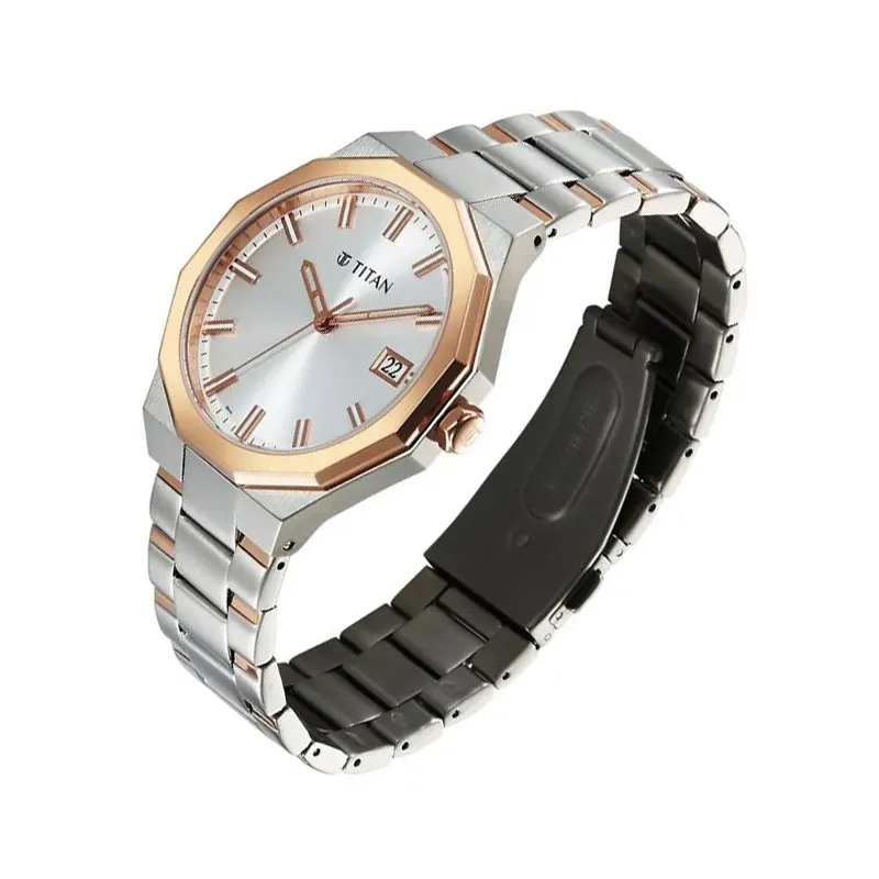 Titan Regalia Dodecagon Two-tone Men’s Watch- 90212KM01